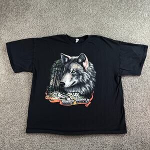 Gray Wolf Shirt Mens 2XL Black Gray Woods Forest Short Sleeve Cotton Casual
